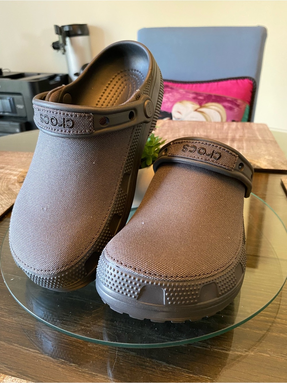 CROCS Women's Canvas-Look Clog Sandals - Grey